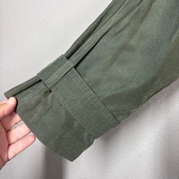 Gallery Petite 10 Double Breasted Trench Coat Olive Green Belted Zip Out NWT - Picture 8 of 15